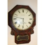 A VICTORIAN MAHOGANY DROP DIAL WALL CLOCK signed Pearce, Stratford on Avon, with fusee movement, 12"