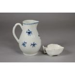 A FIRST PERIOD WORCESTER PORCELAIN MILK JUG, c.1775, of baluster form painted in underglaze blue