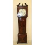 A MAHOGANY LONGCASE CLOCK signed Halliwell, Warrington, the eight day movement with anchor