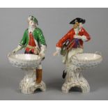 A PAIR OF KPM PORCELAIN MALE FIGURES, late 19th century, allegorical of Autumn and Winter,