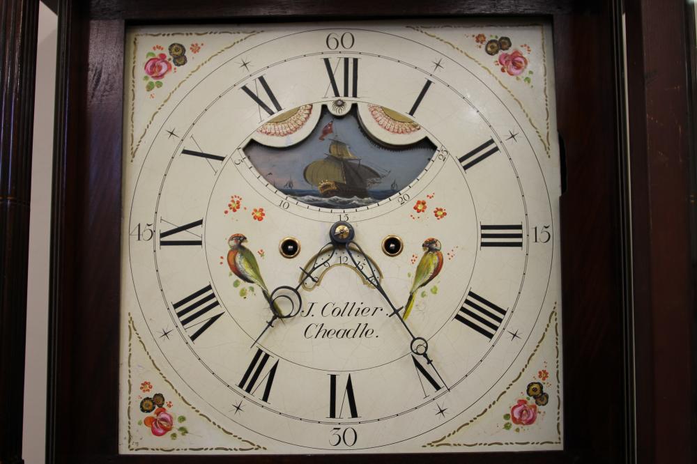 AN OAK LONGCASE CLOCK by J. Collier, Cheadle, the eight day movement with anchor escapement striking - Bild 5 aus 10