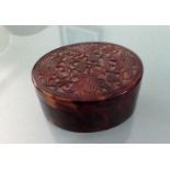 Victorian oval tortoiseshell box well carved to the lid