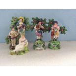 Five early bocage figures inc. pair "Gardners" impressed Salt a/f