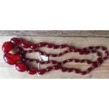 Vintage cherry amber bakelite necklace