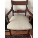 Mahogany carver armchair with newly upholstered seat 19thc.