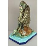 Rare good quality majolica figure by Copeland "Sloth and Mischief" after the original by L A