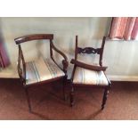 Nineteenth century elbow chair and a single chair a/f.