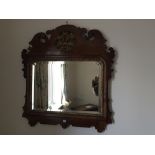 Walnut and gilt 18th c wall mirror adapted