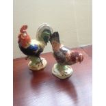 Fine quality 20th c Dresden cockerel and hen