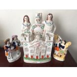 Four 19thc Staffordshire flatback figures some a/f.