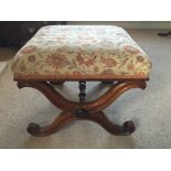 Good quality 19th c rosewood x framed stool