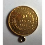 Gold 20 franc coin 1891.