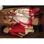 Two vintage felt dolls, a huntsman and a costumed lady