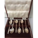 Boxed silver spoons Sheffield 1927.