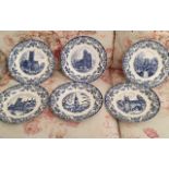 Set of 6 Wedgwood plates with designs after H Bernard Robinson of Hull