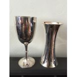 Silver vase Marlow Regatta 1904, Sheffield 1904 together with a silver goblet, Windsor and