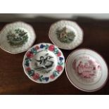 Four various 19th c childrens plates