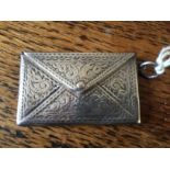 Silver stamp holder in envelope form, Birmingham 1904.