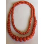 Coral bead necklace 80 cms long