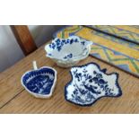 Three blue and white pickle dishes slight a/f.