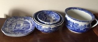 Various Copelands Italian blue and white pottery x6