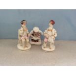 Three 19th c figures of gentlemen a/f