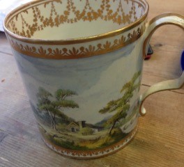 Superb Derby tankard with landscape probably painted by Robert Brewer minor rubbing to gilding - Image 2 of 3