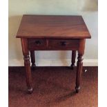 Unusual mahogany table with two drawers labelled messrs. Druce and Co.