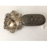 Silver trinket box Birmingham 1900 together with silver ring stand Birmingham 1903.