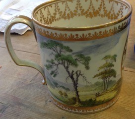 Superb Derby tankard with landscape probably painted by Robert Brewer minor rubbing to gilding - Image 3 of 3