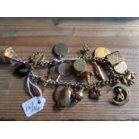 Charm bracelet and charms all 9ct gold 42gms
