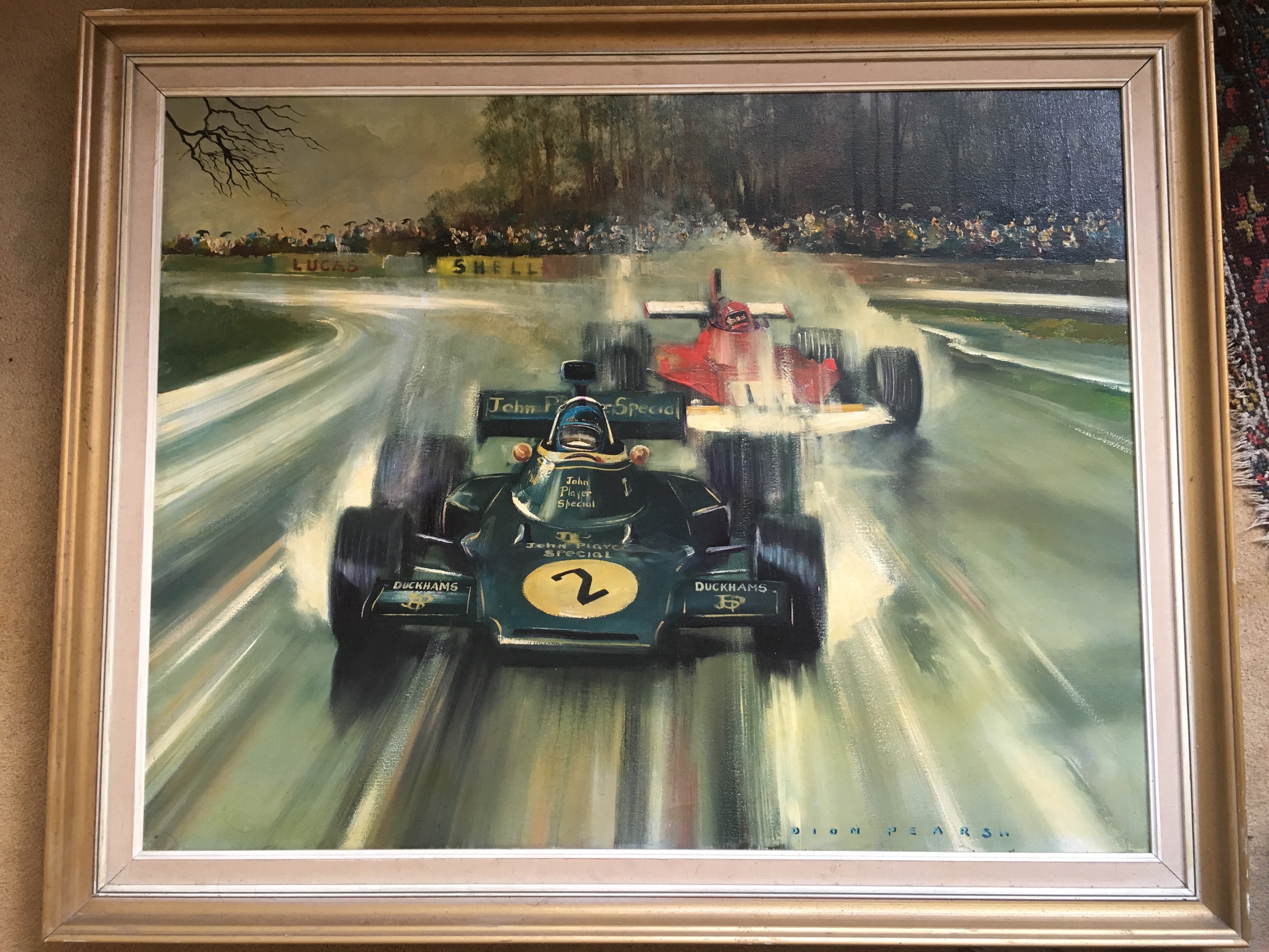 DION PEARS (1929 - 1985) oil on canvas JPS 2 racing car 70 x 90