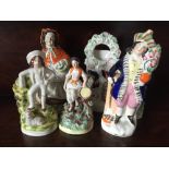 Group of 6 Staffordshire figures, some a/f.