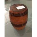 Treen miniature fruitwood barrel 10 cms h