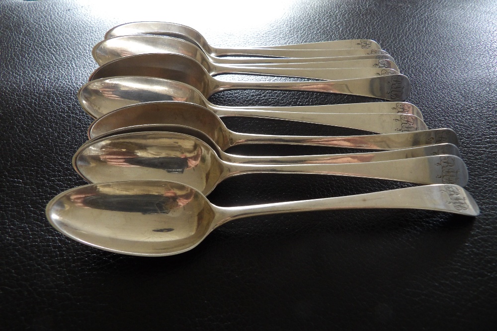 Set of 12 silver teaspoons 1828 Samuel Godbehere and Edward Wigan.