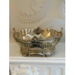 Good quality silver fruit bowl with bright cut decoration.C.S H