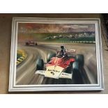 DION PEARS oil on canvas Marlboro 5 racing car driven by Emerson Fittipaldi 70 x 90