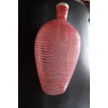 Nailsea flask with pink and white decoration.