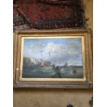 Good oil on canvas " Fishing Boats on the Kentish Coast" by Henry King Taylor 1799-1868 in good