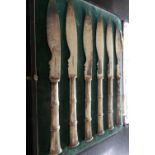 Set of six faux bamboo handled cake knives, Sheffield 1916.
