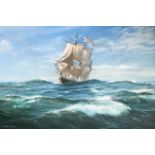 J STEVEN DEWS fine quality oil on canvas ' HMS Bounty in full sail. Launched in 1784 this very