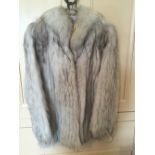 Silver fox fur jacket, some damage to lining under both arms.