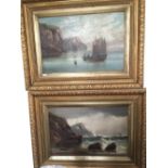 Pair of oil on canvas seascapes E.K.Redmore signed lower left 30x45