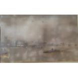 Watercolour of Hull from the Humber Mouth inscribed verso. Signed W.Fred Settle. 20x32cms