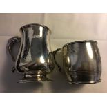 Two sillver tankards one London John Bridge 1824 and one Birmingham 1823 approx 10.5ozs.