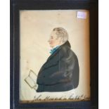 19thc profile of John Howard in in his 64th year in moulded black frame. 17x13cms.