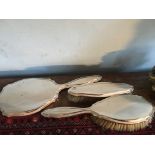 Silver backed dressing table set, three pieces.