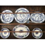 Six plates Copeland and Minton and blue and white ladle.