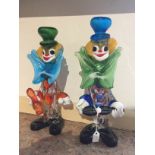 Two Murano glass clowns, approximately 25cms high.