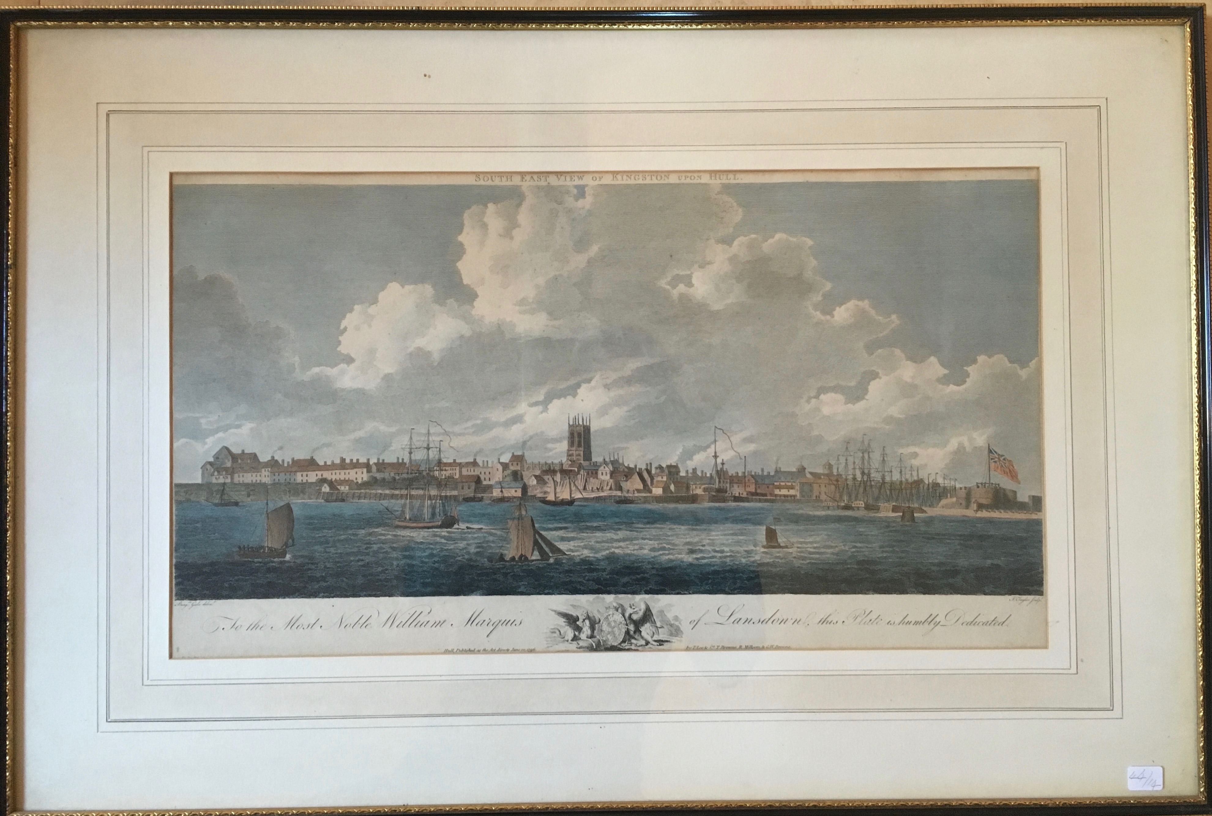 South East view of Kingston Upon Hull, published 1796, 25x47cms.